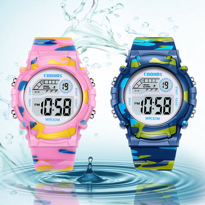 Military Kid's Colorful Digital LED Display Camouflage Watches