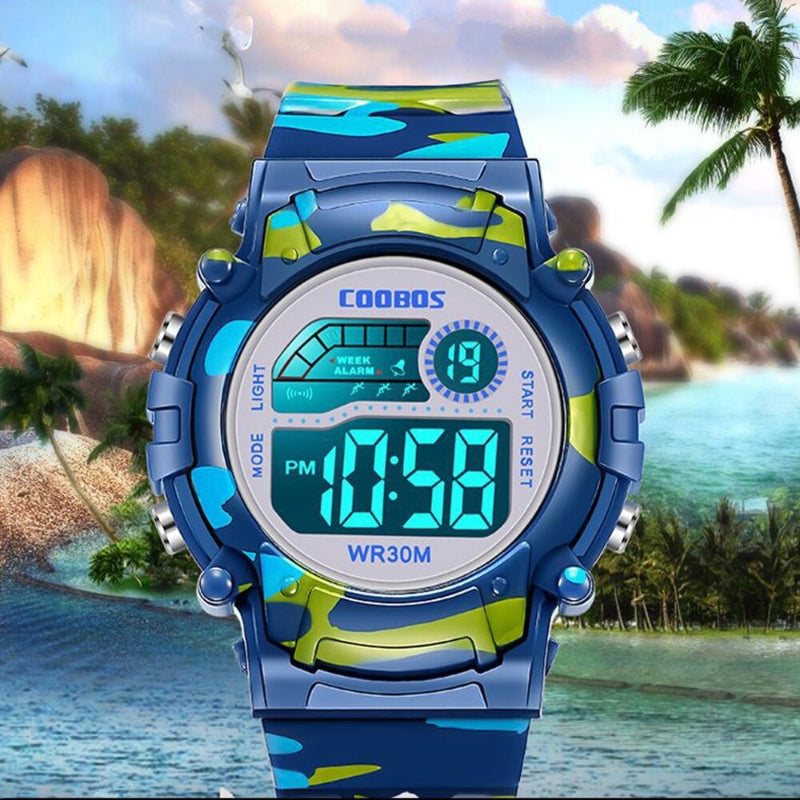 Military Kid's Colorful Digital LED Display Camouflage Watches