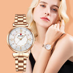 Chic Flower Dial with Rhinestone Inlay Ultra-thin Luminous Quartz Watches