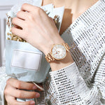Chic Flower Dial with Rhinestone Inlay Ultra-thin Luminous Quartz Watches