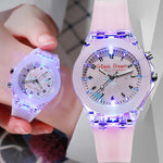 Cartoon Designs Luminous Flashing Lights Silicone Strap Kid's Watches