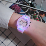 Cartoon Designs Luminous Flashing Lights Silicone Strap Kid's Watches