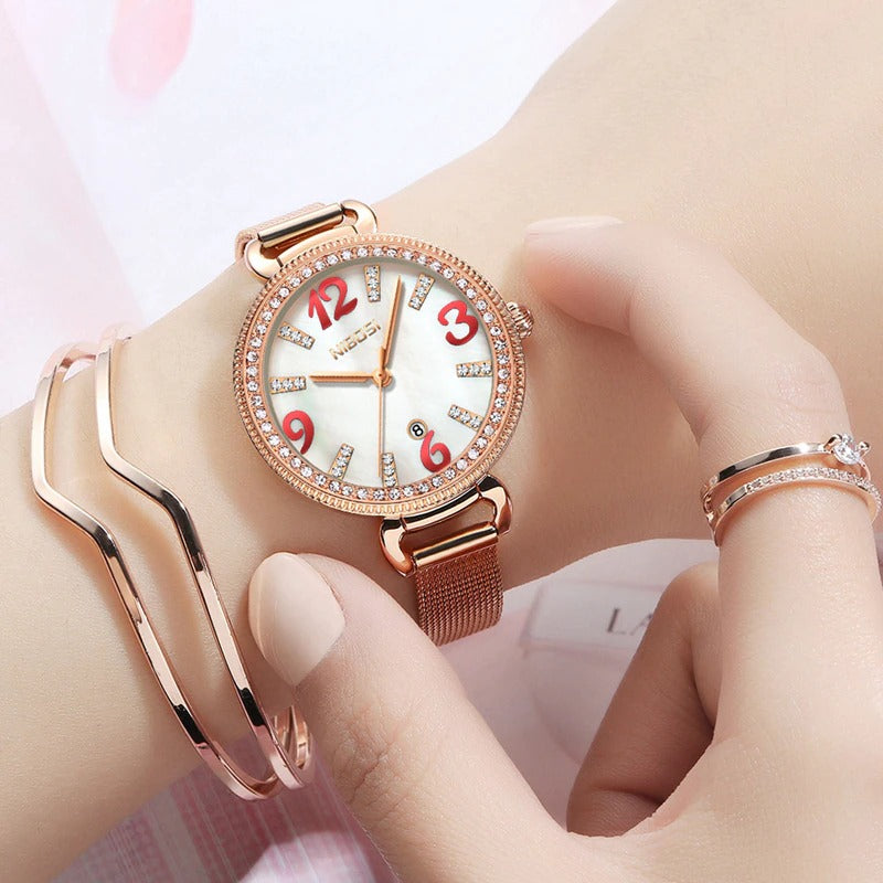 Fancy Women's Rhinestone Adorned Quartz Wristwatch