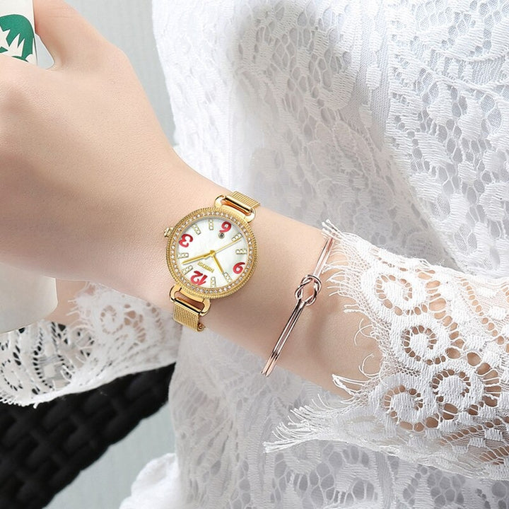 Fancy Women's Rhinestone Adorned Quartz Wristwatch