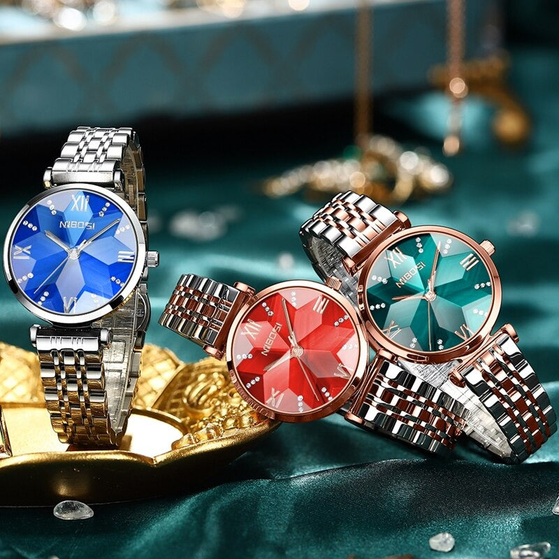 Small and Exquisite Diamond Cutting Design Quartz Watches