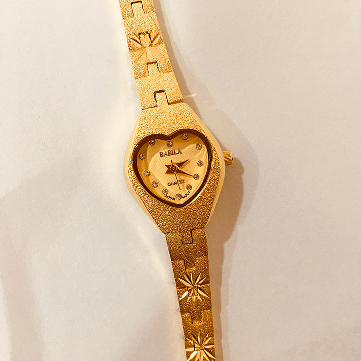 Gold Plated Rhinestone Inlaid Dial Quartz Watches