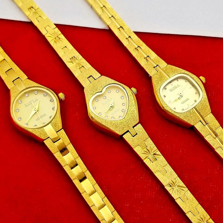 Gold Plated Rhinestone Inlaid Dial Quartz Watches