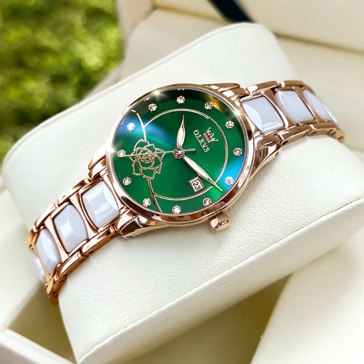 Brilliant Flower Dial with HD Luminous Quartz Watches