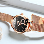 Romantic Double Heart-Shaped Rhinestone Dial Quartz Watches