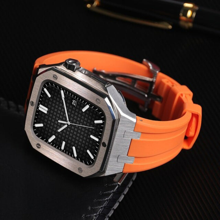 Rubber Watch Band and Stainless Steel Case Kits for Apple Watches