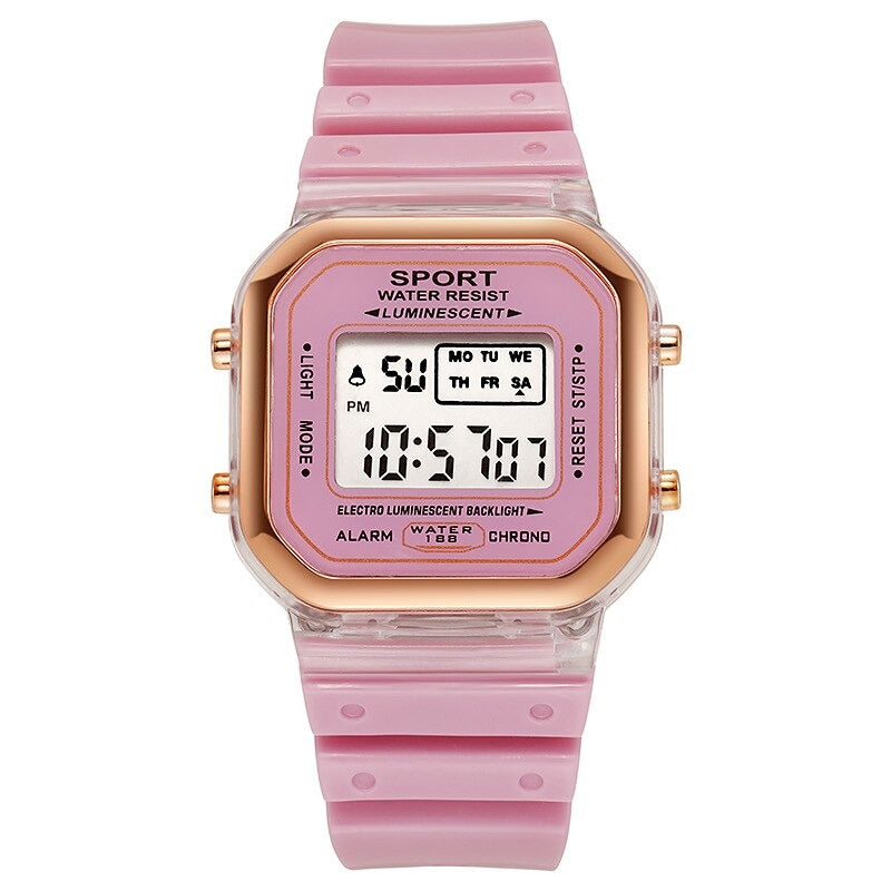 Candy Color Luminous Digital LED Display Sports Leisure Chronograph Watches