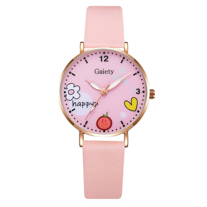 Cute Daisy Flower Pattern with Soft Vegan Leather Strap Quartz Watches