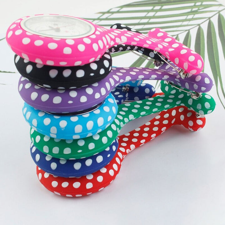 Polka Dot Silicone Pocket Quartz Watches with Pen Holder