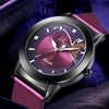 Fashion Butterfly Dial with Vegan Leather Strap Purple Quartz Watches