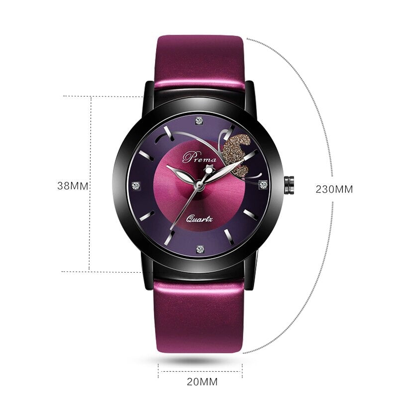 Fashion Butterfly Dial with Vegan Leather Strap Purple Quartz Watches