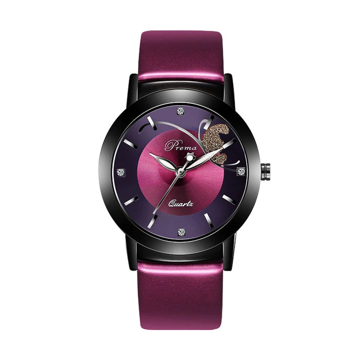 Fashion Butterfly Dial with Vegan Leather Strap Purple Quartz Watches