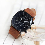 Business and Fashion Oversized Square Case with Vegan Leather Strap Quartz Watches