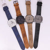 Business and Fashion Oversized Square Case with Vegan Leather Strap Quartz Watches