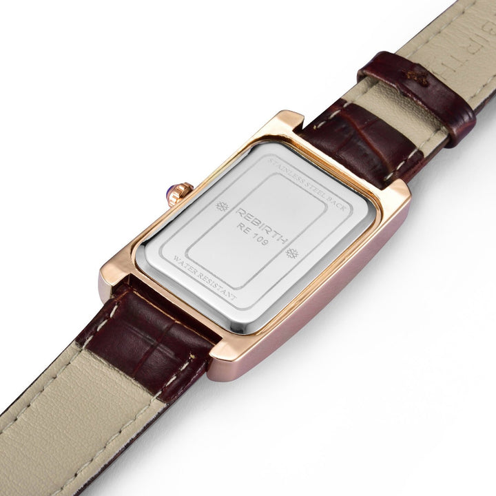 Multi-color Rectangle Case Waterproof Vegan Leather Strap Quartz Watches