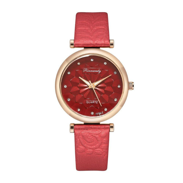 Casual Geometric Floral Design Dial Quartz Watch