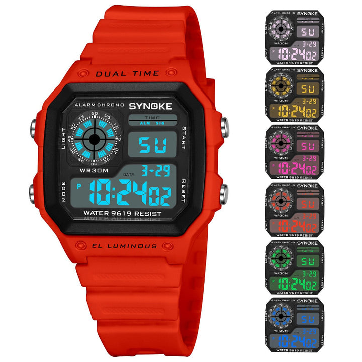 Sporty Dual-Time Display Digital Chronograph Watches