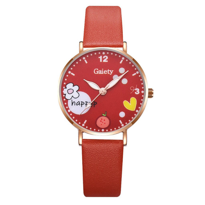 Cute Daisy Flower Pattern with Soft Vegan Leather Strap Quartz Watches