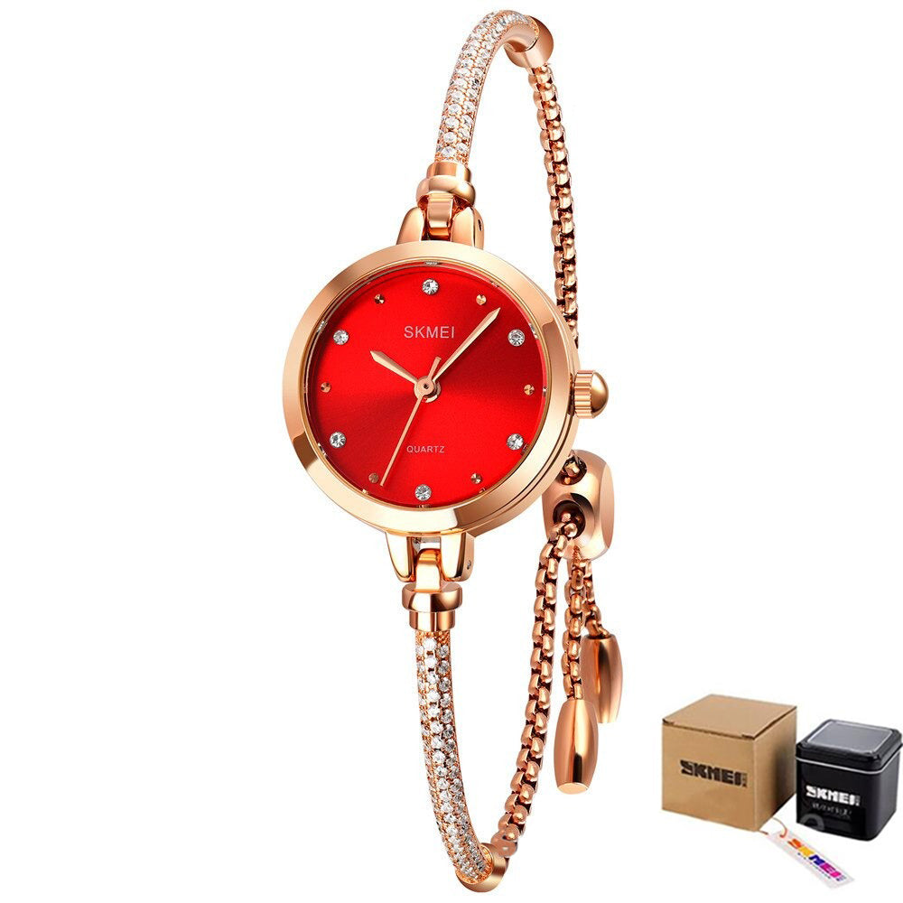 Ultra-Slim Rhinestone Chain Bracelet Quartz Watches