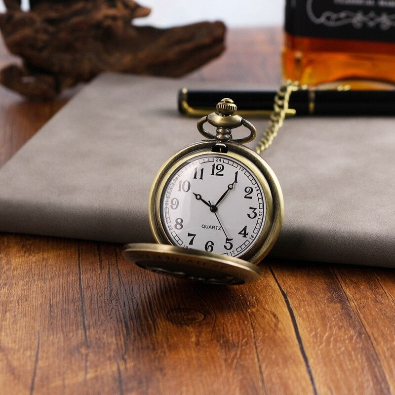 Antique Retro Bronze Quartz Pocket Watches Gift For Father