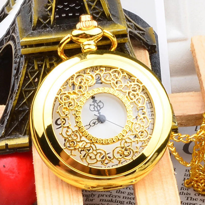 High-Fashion Smooth Surface Retro Flower Pocket Quartz Watches