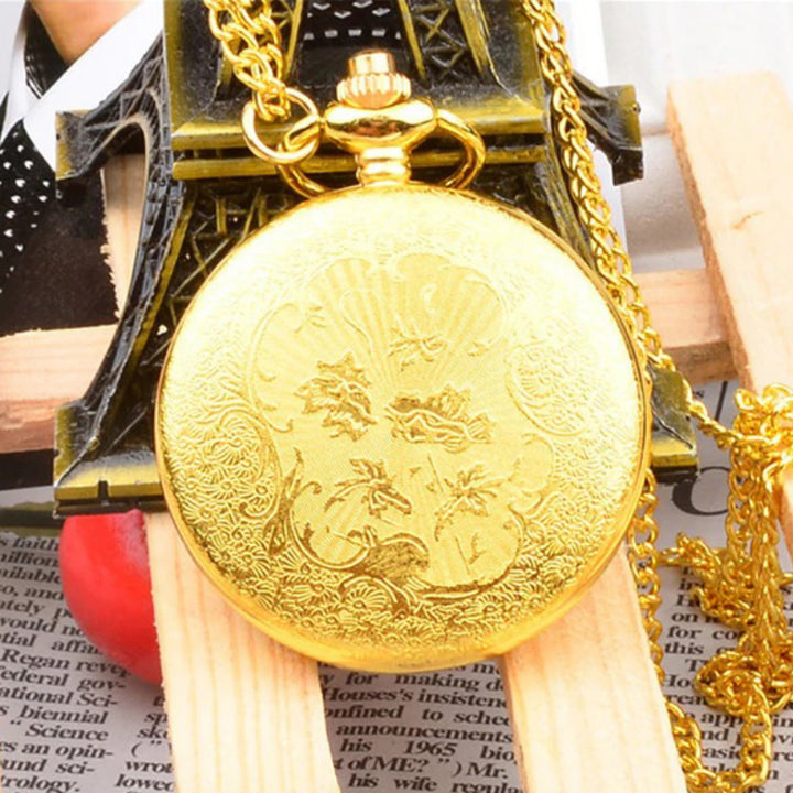 High-Fashion Smooth Surface Retro Flower Pocket Quartz Watches