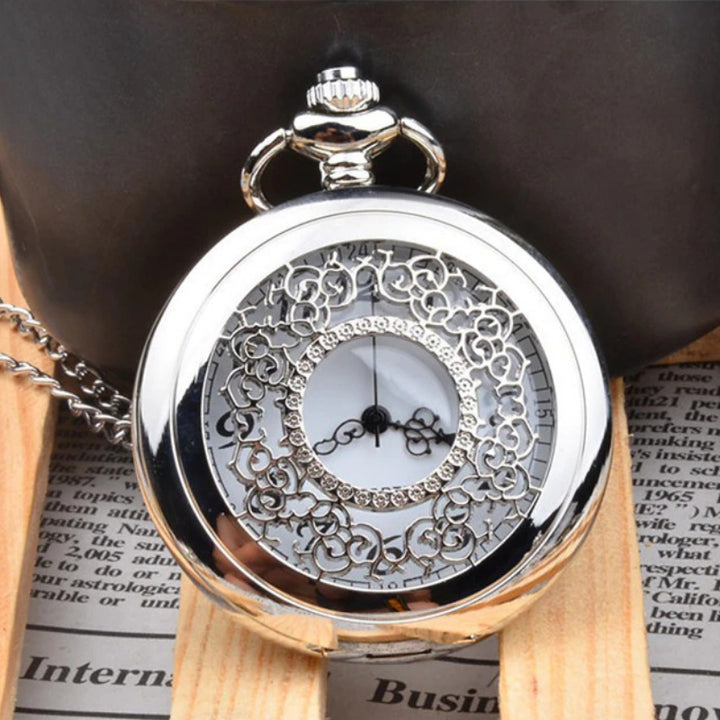 High-Fashion Smooth Surface Retro Flower Pocket Quartz Watches