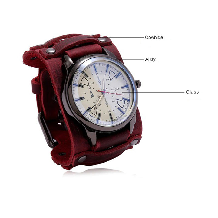 Retro Thick Genuine Leather Strap Quartz Watches