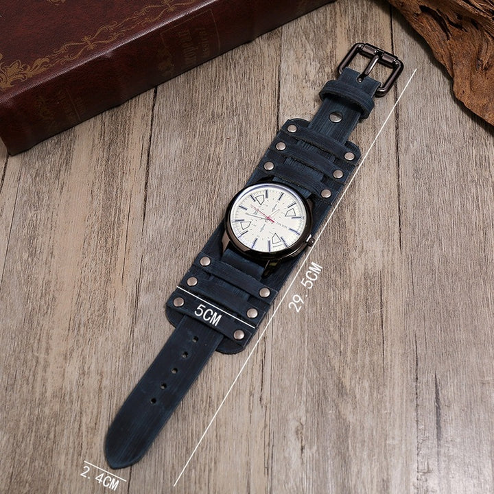 Retro Thick Genuine Leather Strap Quartz Watches