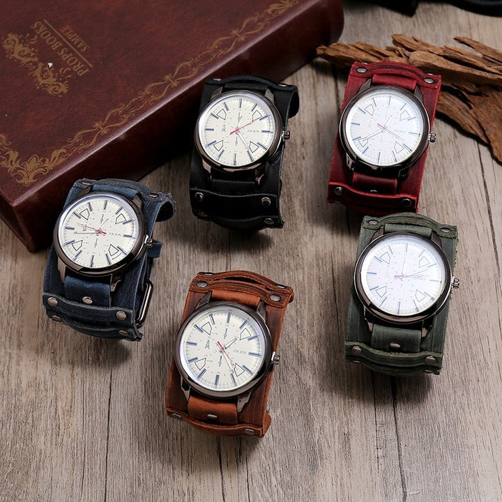 Retro Thick Genuine Leather Strap Quartz Watches