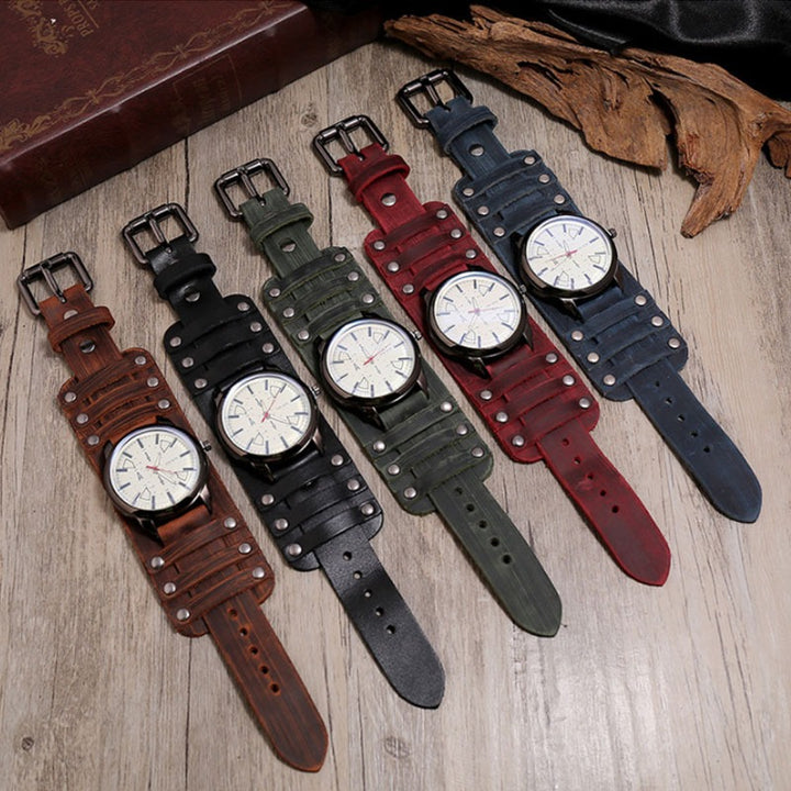 Retro Thick Genuine Leather Strap Quartz Watches