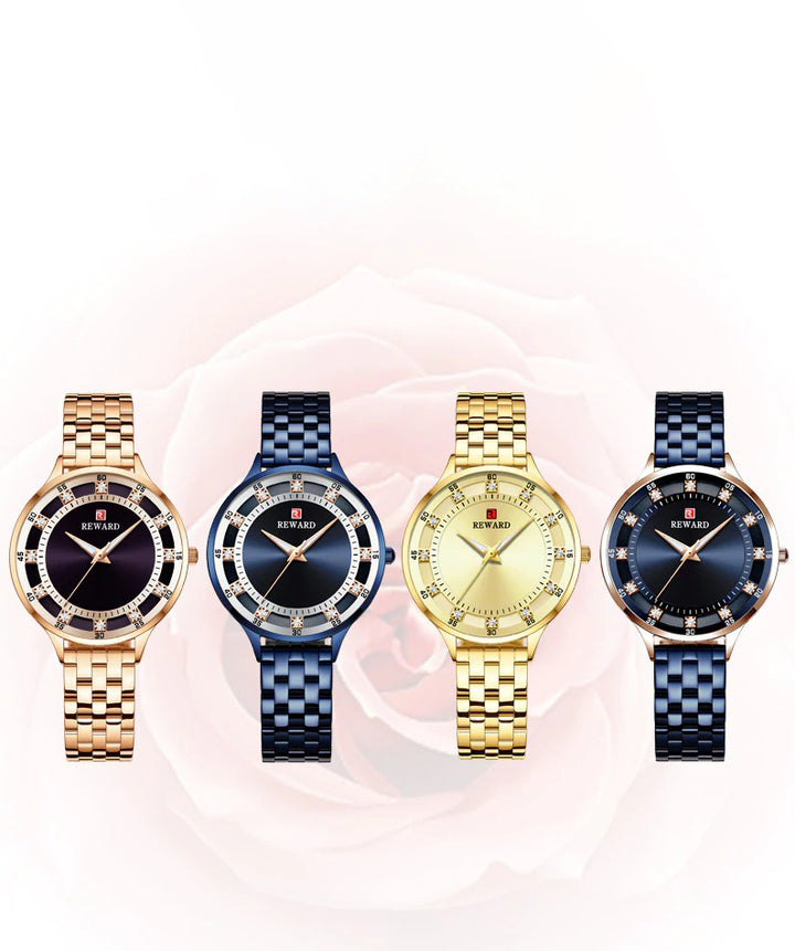 Glaring Rhinestone Index with Double Layer Dial Quartz Watches