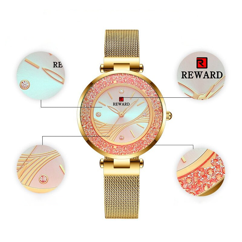 Glitz and Shine Rhinestones with Glowing Dial Quartz Watches