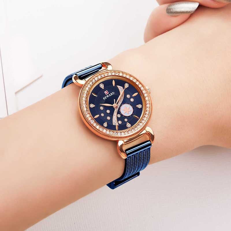 Striking Flower Dial with Rhinestone Embellished Quartz Watches