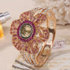 Bedazzled Multi-color Rhinestone Encrusted Flower Shape Bracelets Quartz Watches