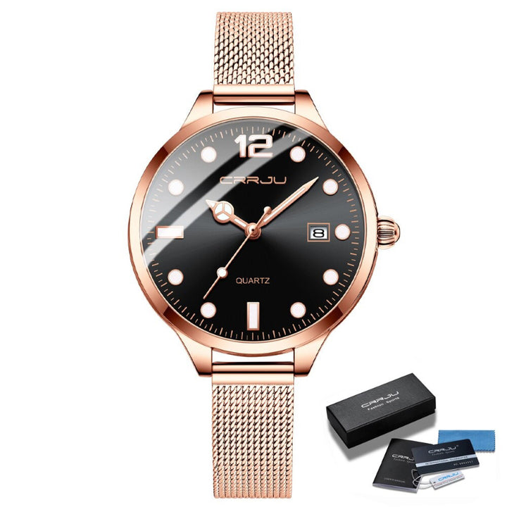 Woman's Fashion Ultra-thin Mesh Band Luminous Quartz Watches