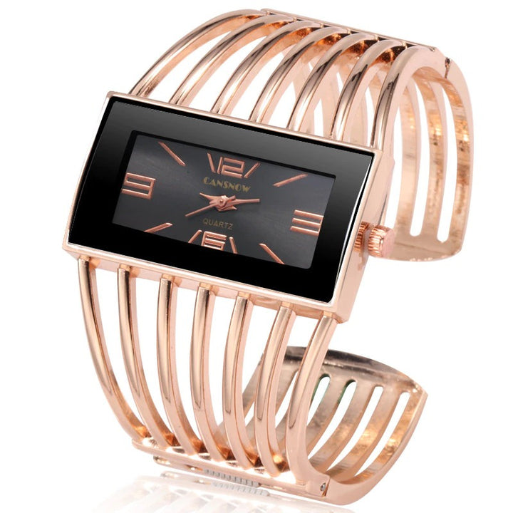 Extravagant Rectangular Dial Fashion Cuff Bangle Bracelet Quartz Watches