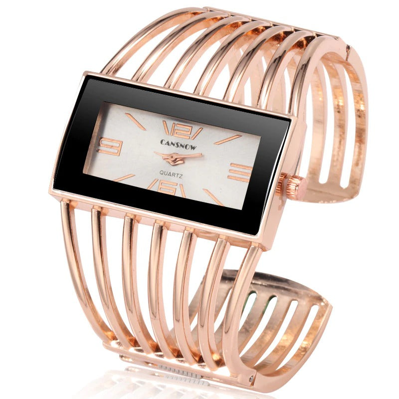 Extravagant Rectangular Dial Fashion Cuff Bangle Bracelet Quartz Watches