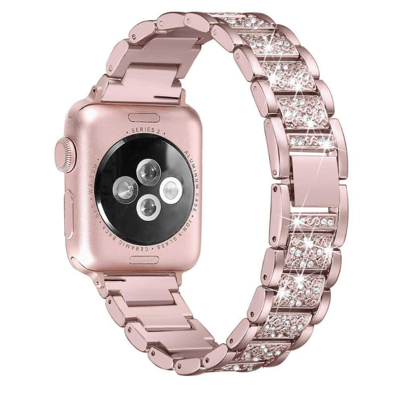 Stainless Steel Rhinestone-studded Replacement Strap for Apple Watches