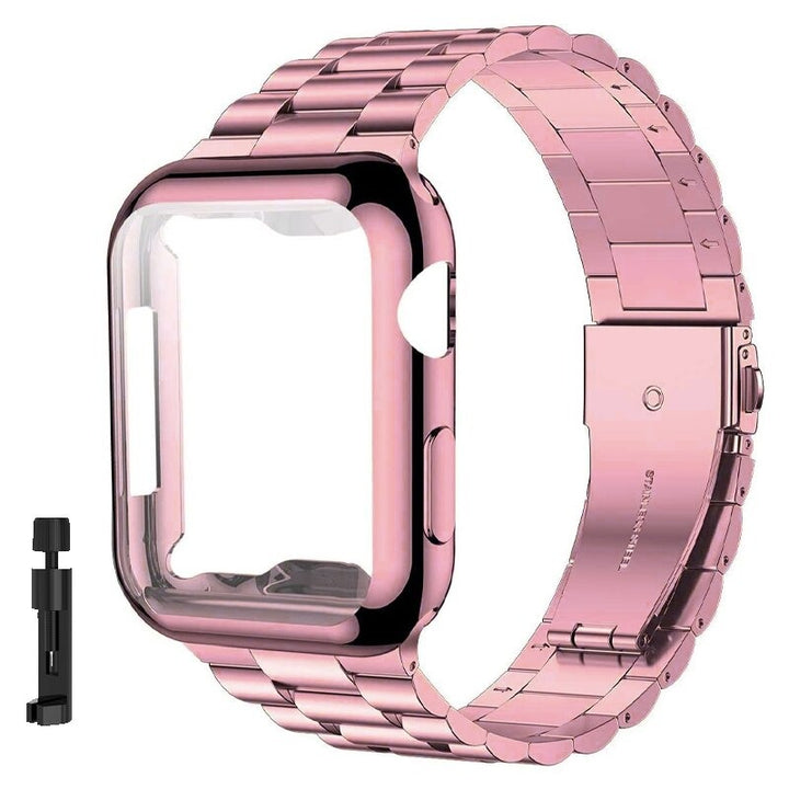 Case and Stainless Steel Strap Replacement Set for Apple Watches