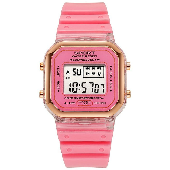 Candy Color Luminous Digital LED Display Sports Leisure Chronograph Watches