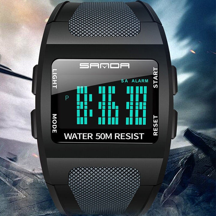 On-trend Digital Large Square Dial Waterproof Sports Watches