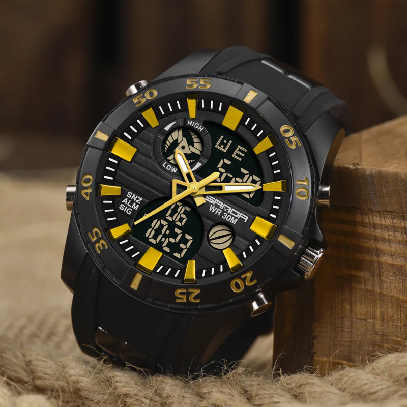 Rugged Outdoor Waterproof Hybrid Dial Sports Watch