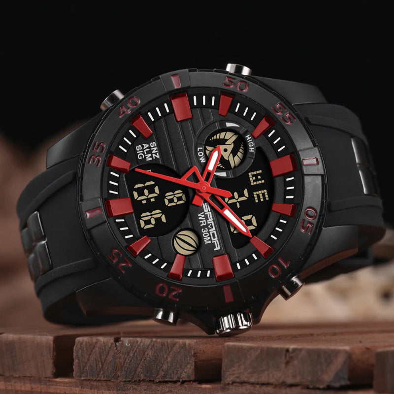 Rugged Outdoor Waterproof Hybrid Dial Sports Watch