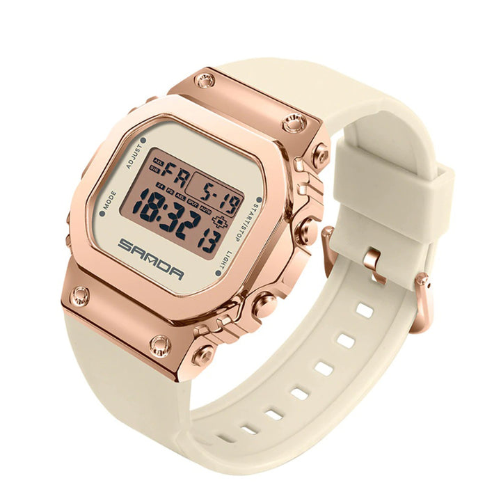 Two-Tone High Fashion Silicone Strap Digital Display Watches