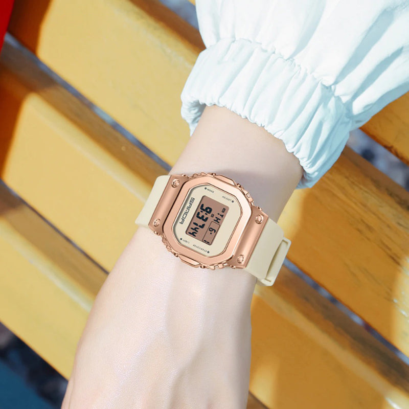 Two-Tone High Fashion Silicone Strap Digital Display Watches